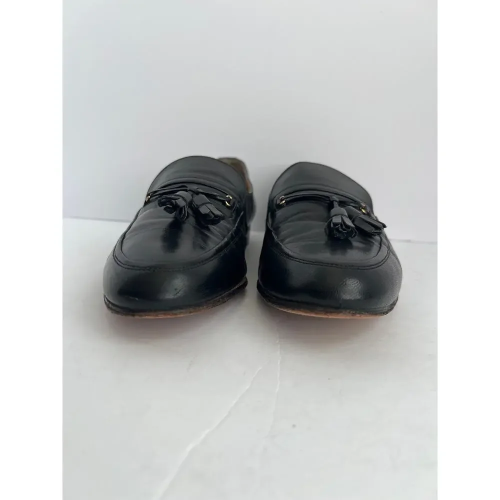 Pucci Dante Black Leather Tassel Loafers Made in Italy Men Size 9.5 M Vintage